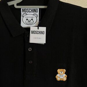 ONLY $57 NWT$310 Authentic Moschino Couture Toy Bear Logo Polo Mens IT48/US M